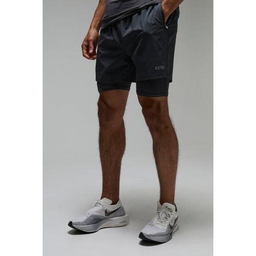 Short De Sport 2 En 1 À Slogan - Man Active Homme - Gris - Xxl, Gris