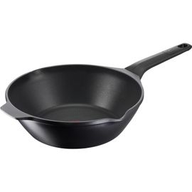 Arôme Wok Antiadhésif En Aluminium Moulé Sous Pression Ø 28 Cm, Poêle À Induction, Gaz Et Four Avec Indicateur De Cuisson Thermo-Signal Et Revêtement Titane Pour Maintenir La Chaleur[X1958]