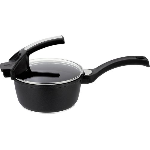 Pen8104 Casserole 1 Manche Avec Couvercle Verre, Diam. 16cm, In Gift Box, Série Suprema Bioceramix, Noire[X1248]