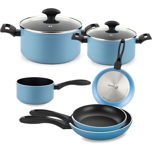 Ima Lot De 8 Casseroles À Induction En Aluminium Forgé, Anti-Adhésif Sans Pfoa, Bleu[X848]