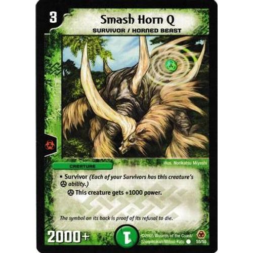 Carte Rare De Duel Masters : N° 55/55 = Smash Horn Q Survivor / Horned Beast En Version Anglaise