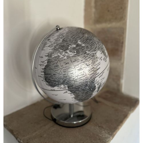 Globe terrestre pvc aluminium lumineux (30 x 30 x 35 cm)