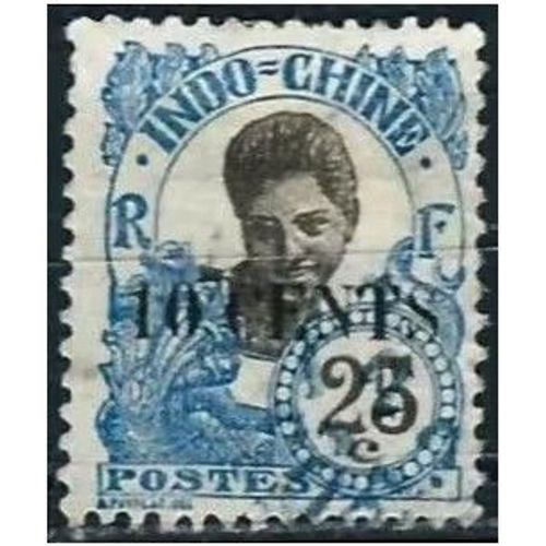 Indochine (Actuel Vietnam), Colonie Française 1919, Beau Timbre Yvert 79, Type Femme Cambodgienne 25c. Bleu Surchargé "10 Cents", Oblitéré, Tbe -