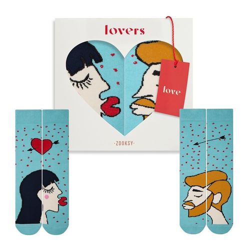 Zooksy Pack 2 Paires Chaussettes Amoureux Couples Femme Brune 36-40 Homme Chatain 36-40