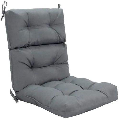 Costway Coussin Rembourré Avec Dossier Pour Chaise Ou Salon De Jardin Terrasse - Sangles En Corde Antidérapantes Gris