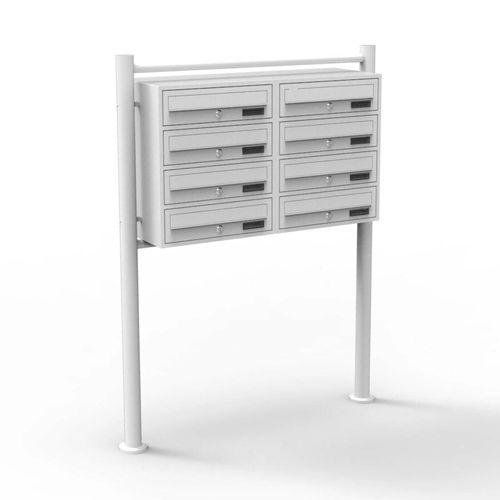 Double bloc 8 boites aux lettres sur pieds entrées courrier blanc Helloshop26 16_0000150