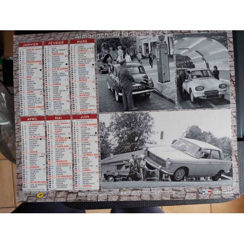 Calendrier Almanach 2024 / Voitures Anciennes / 2cv / Fiat 500 / Renault 4cv / Simca Aronde / Ami 6...