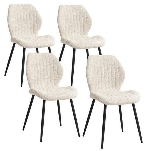 Lot De 4 Chaises - Chaise De Salle À Manger Rétro -Chaise En Lin-Pieds En Métal(Kaki)