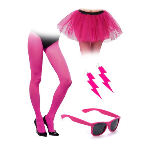 Kit Accessoires Années 80 Rose Fluo Adultes