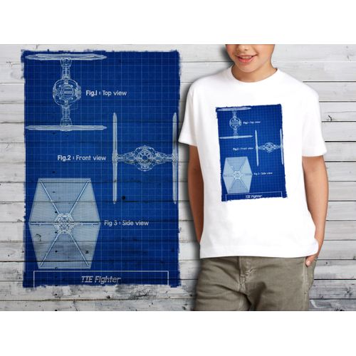 T-Shirt Blanc Enfant Star Wars Plan Vaisseau Star Wars 561