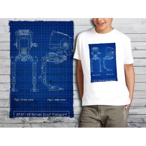T-Shirt Blanc Enfant Star Wars Plan Vaisseau Star Wars 559