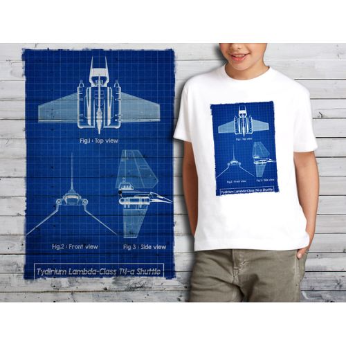 T-Shirt Blanc Enfant Star Wars Plan Vaisseau Star Wars 560
