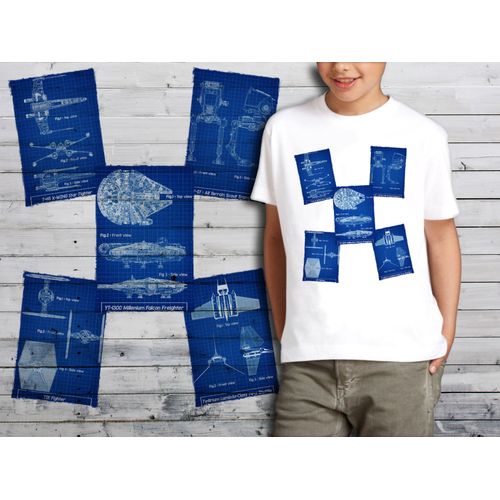 T-Shirt Blanc Enfant Star Wars Plan Vaisseau Star Wars 556