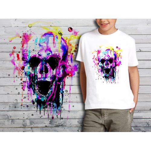 T-Shirt Blanc Enfant Tete De Mort Skull Design 566