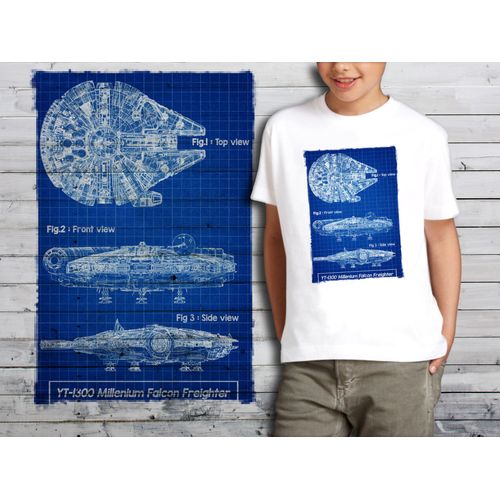 T-Shirt Blanc Enfant Star Wars Plan Vaisseau Star Wars 557