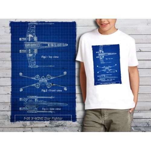 T-Shirt Blanc Enfant Star Wars Plan Vaisseau Star Wars 558