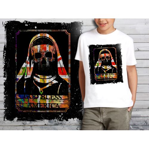 T-Shirt Blanc Enfant Tete De Mort Skull Design 574