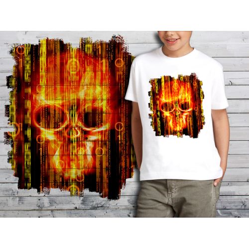 T-Shirt Blanc Enfant Tete De Mort Skull Design 578