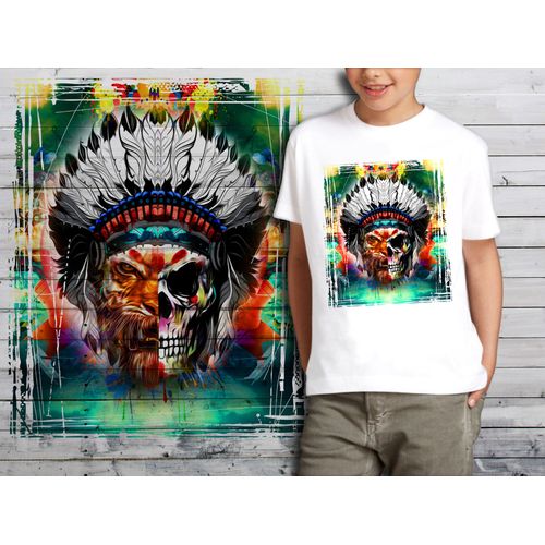 T-Shirt Blanc Enfant Tete De Mort Skull Design 577