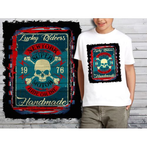 T-Shirt Blanc Enfant Tete De Mort Skull Design 601