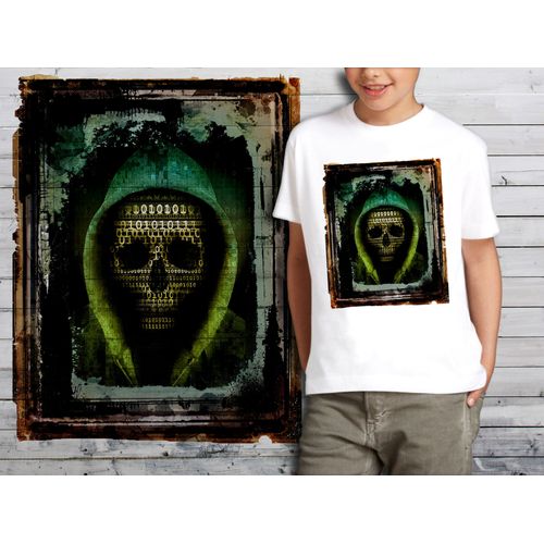T-Shirt Blanc Enfant Tete De Mort Skull Design 599