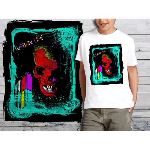 T-Shirt Blanc Enfant Tete De Mort Skull Design 597