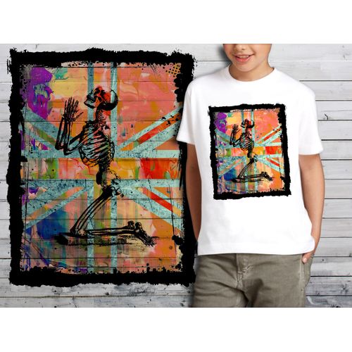 T-Shirt Blanc Enfant Tete De Mort Skull Design 613