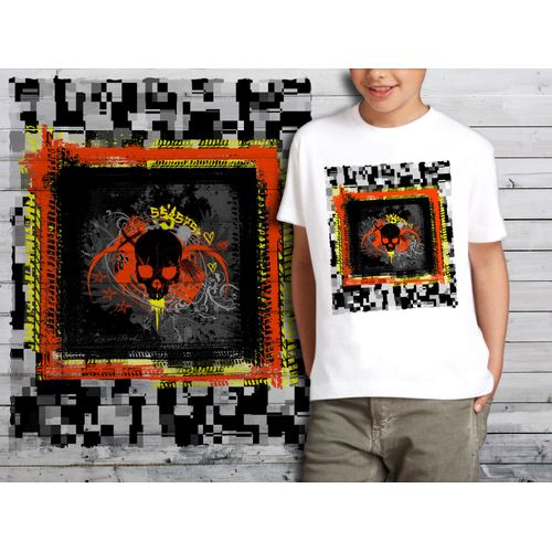 T-Shirt Blanc Enfant Tete De Mort Skull Design 612
