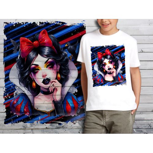 T-Shirt Blanc Enfant Princesse Punk Rock Blanche Neige 690
