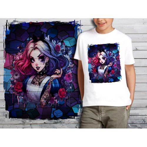 T-Shirt Blanc Enfant Princesse Punk Rock Alice 695
