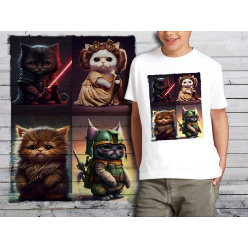 T-Shirt Blanc Enfant Chats Star Wars 699