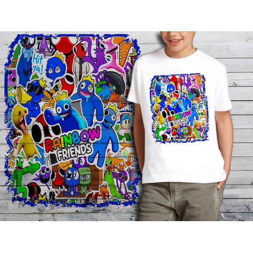 T-Shirt Blanc Enfant Jeu Video Rainbow Friends 693