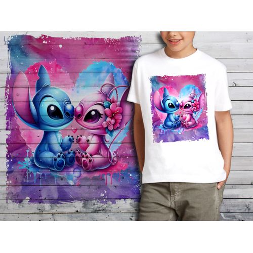 T-Shirt Blanc Enfant Stitch Et Angel Love 674
