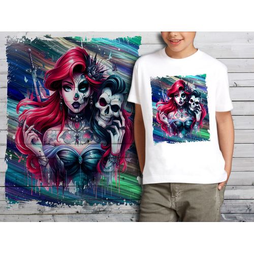 T-Shirt Blanc Enfant Princesse Punk Rock Ariel 681