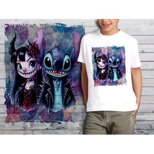 T-Shirt Blanc Enfant Stitch Punk Rock 691