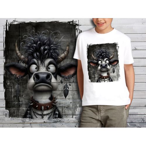 T-Shirt Blanc Enfant Vache Punk Rock 704