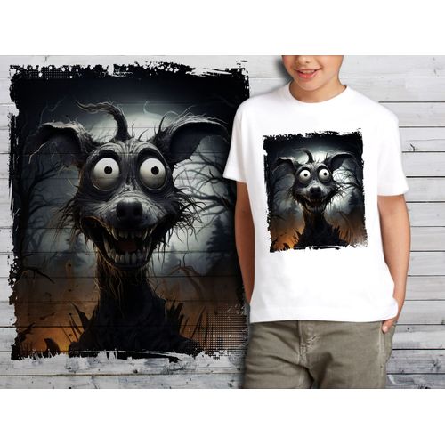 T-Shirt Blanc Enfant Style Burton Chien Dark Halloween 720