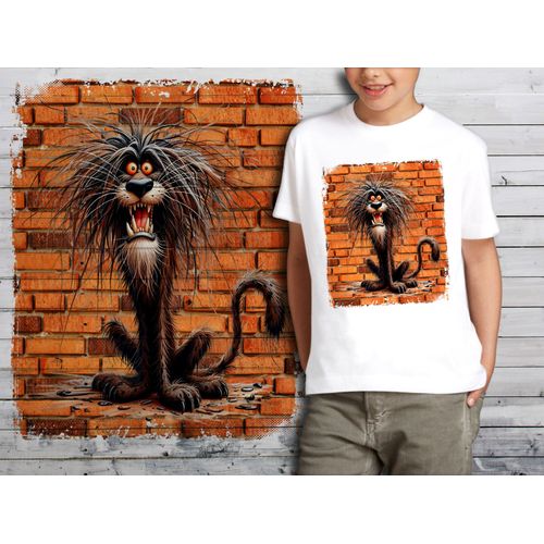 T-Shirt Blanc Enfant Humour Lion Drole Destroy 729
