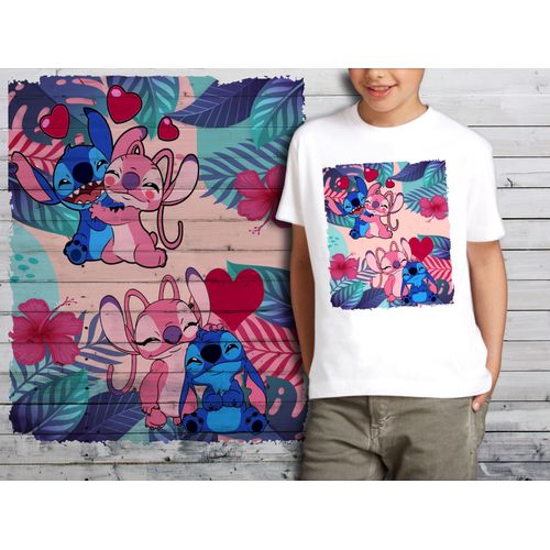 T-Shirt Blanc Enfant Stitch Et Angel Love 737