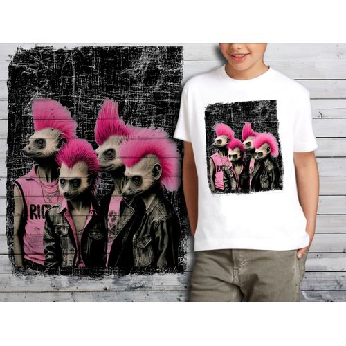 T-Shirt Blanc Enfant Groupe Punk Rock Suricate 739