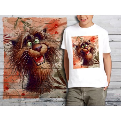 T-Shirt Blanc Enfant Humour Lion Drole Destroy 761