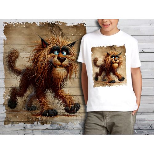 T-Shirt Blanc Enfant Humour Lion Drole Destroy 754