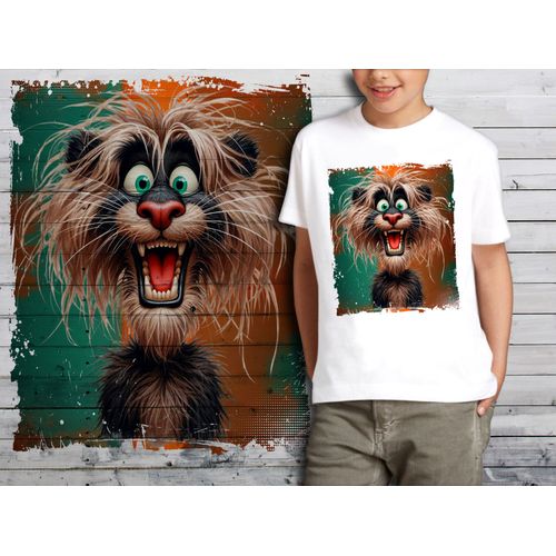 T-Shirt Blanc Enfant Humour Lion Drole Destroy 759