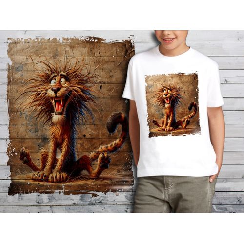 T-Shirt Blanc Enfant Humour Lion Drole Destroy 764