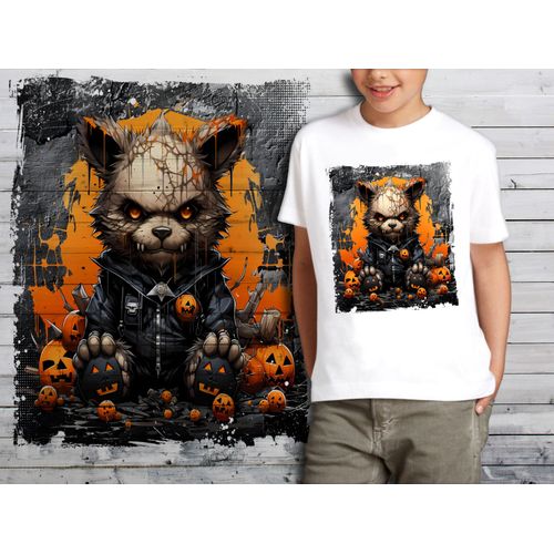 T-Shirt Blanc Enfant Ourson Dark Teddy Bear Halloween 767