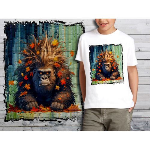 T-Shirt Blanc Enfant Humour Singe Drole Destroy Crazy Monkey 783