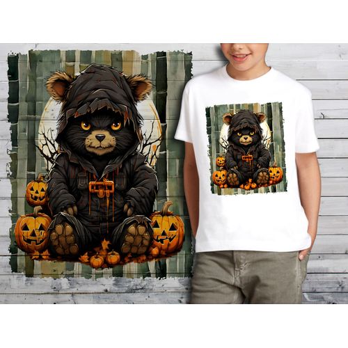 T-Shirt Blanc Enfant Ourson Dark Teddy Bear Halloween 769