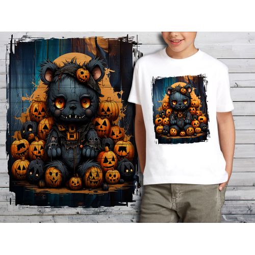 T-Shirt Blanc Enfant Ourson Dark Teddy Bear Halloween 768