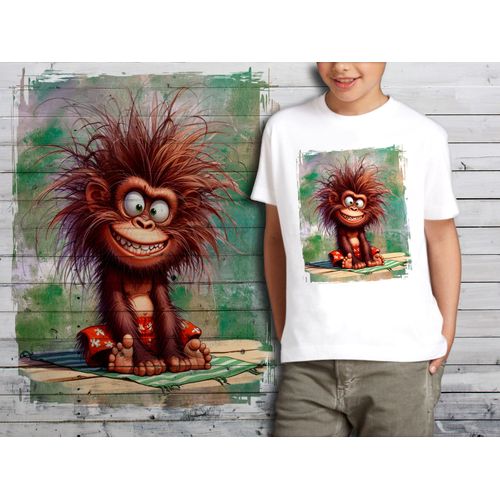 T-Shirt Blanc Enfant Humour Singe Drole Destroy Crazy Monkey 786