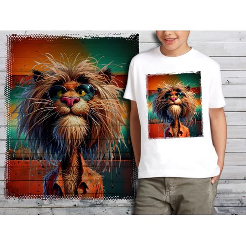 T-Shirt Blanc Enfant Humour Lion Drole Destroy 728